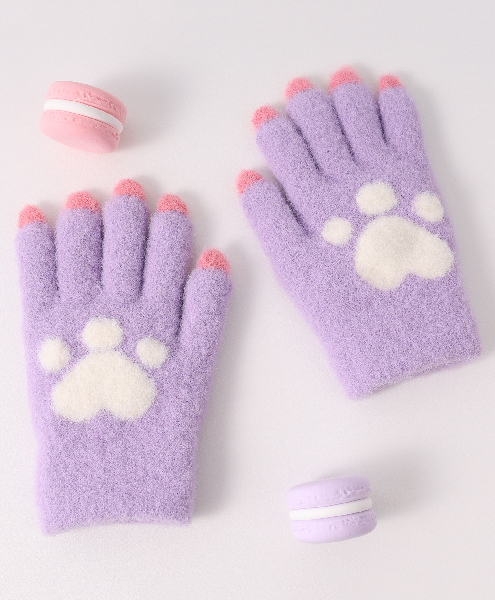 Babyhug Woollen Gloves with Heart Design - Lavender