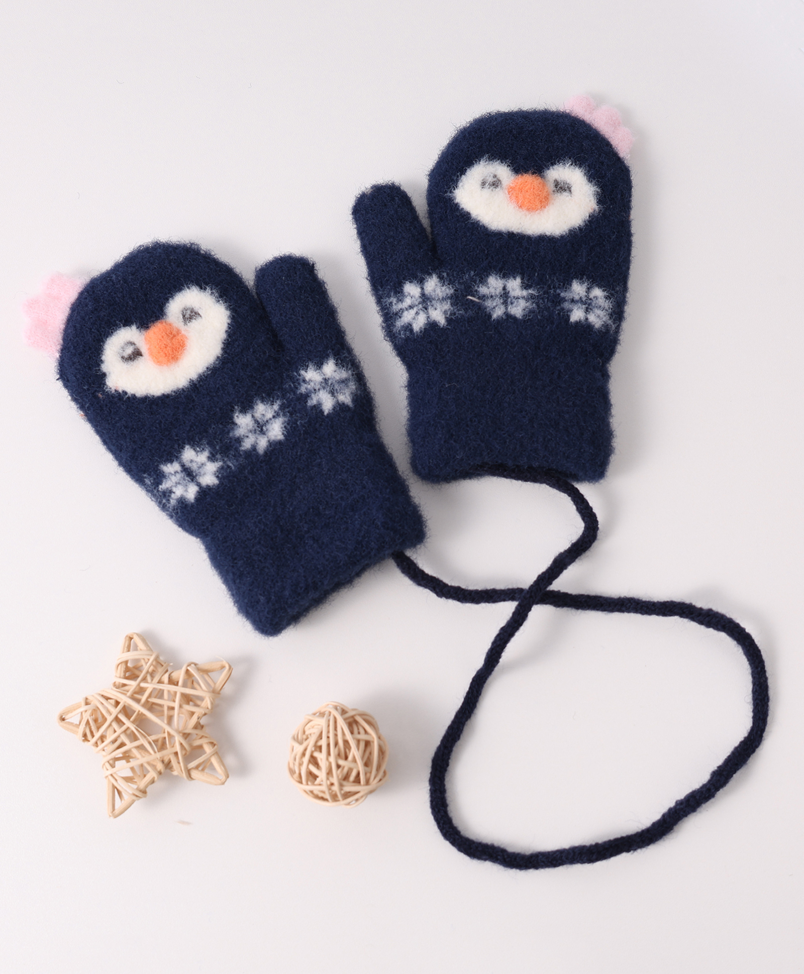 Babyhug Woollen  Gloves with Penguin Design -Navy Blue-image-29