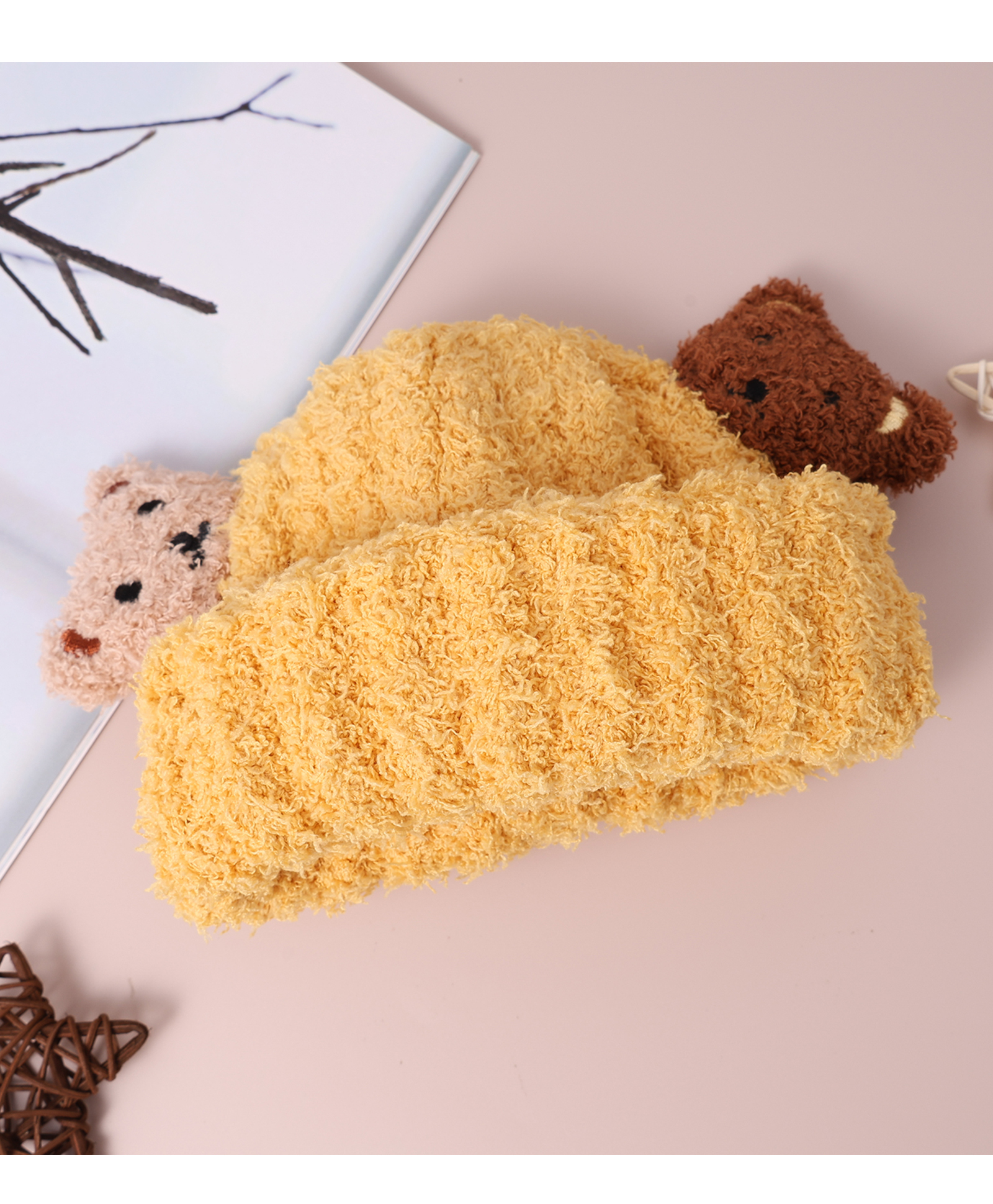 Babyhug Woollen Cap & Muffler Set with Bear Applique - Yellow-picture-13