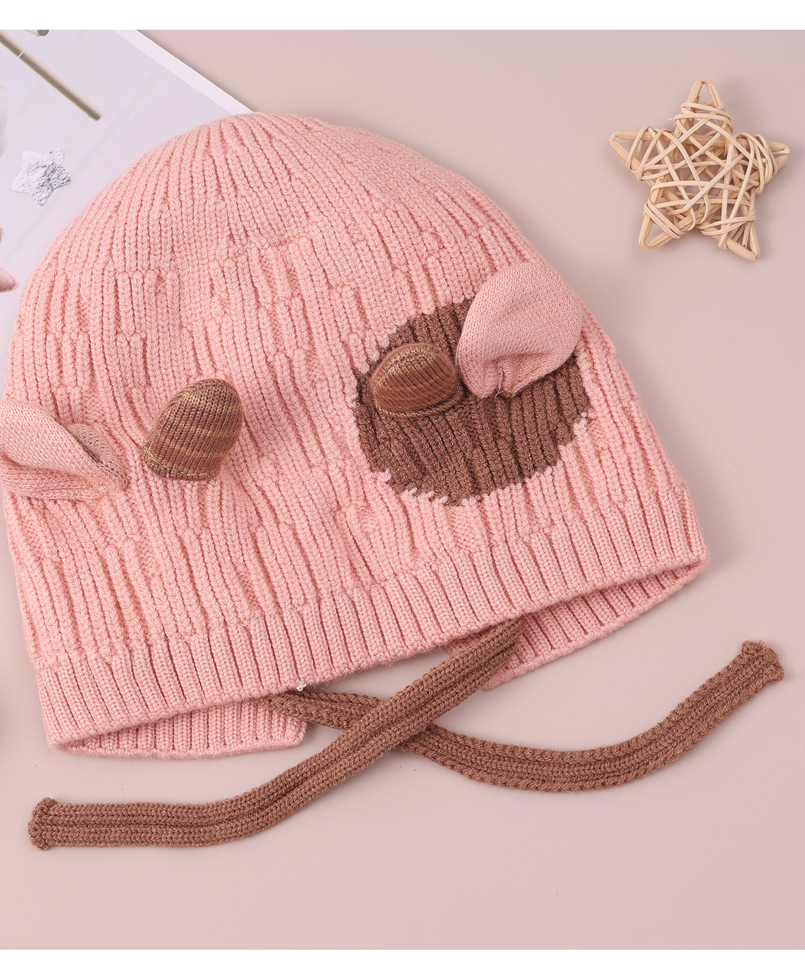 Babyhug Woolen Cap with Applique - Pink-image-35