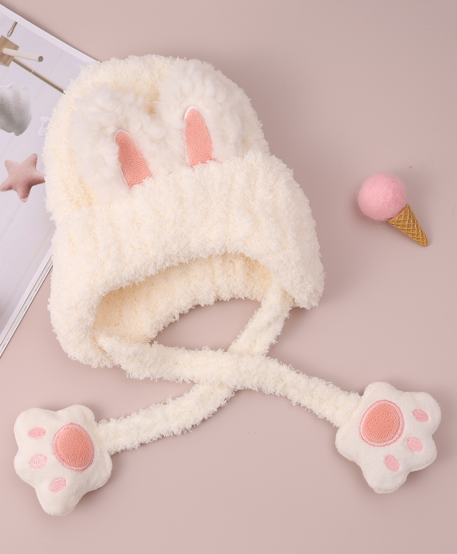 Babyhug Woolen Cap with Knot - White-image-35