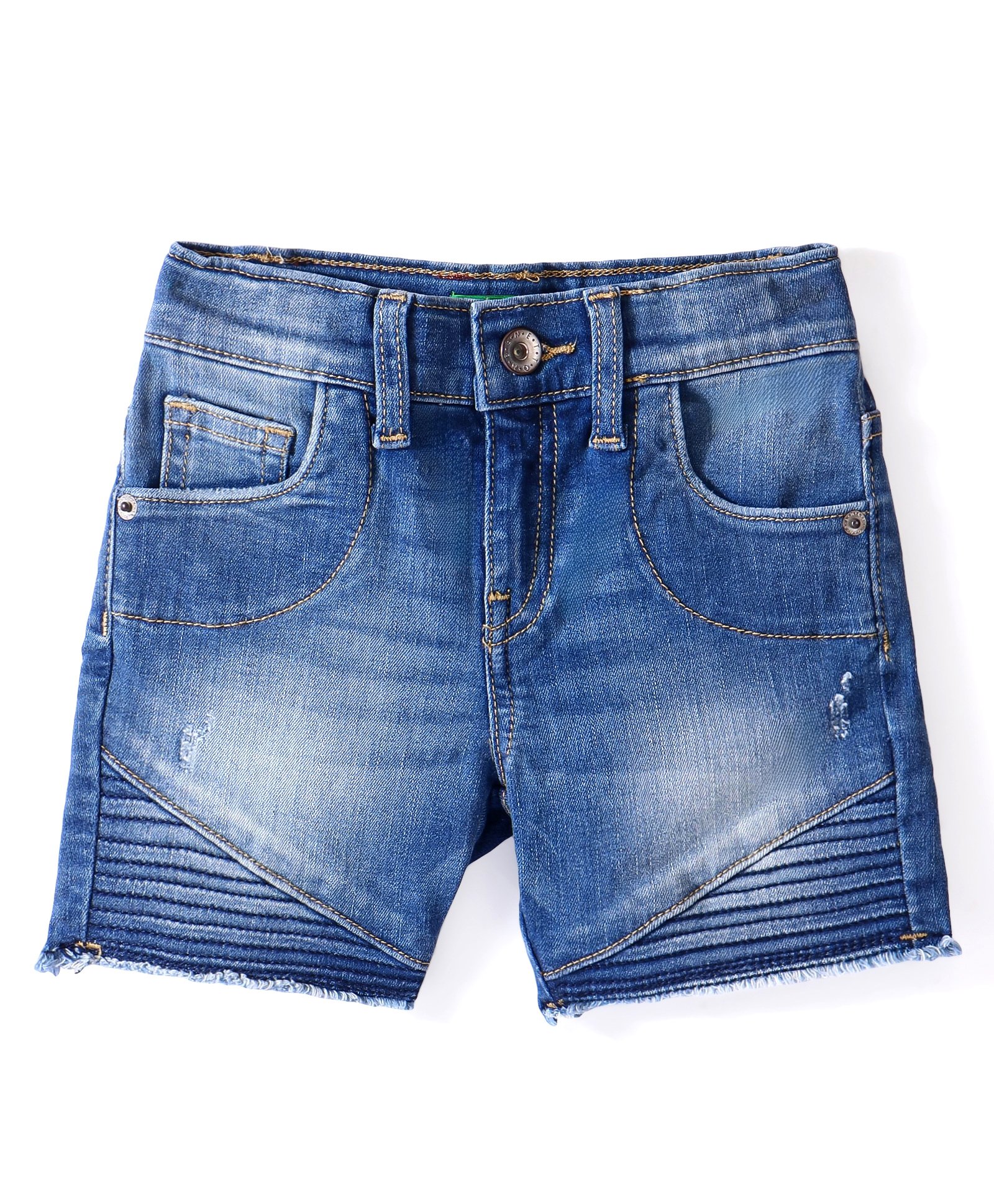UCB Cotton Woven Knee Length Shorts with Striped Detailing - Blue-picture-30