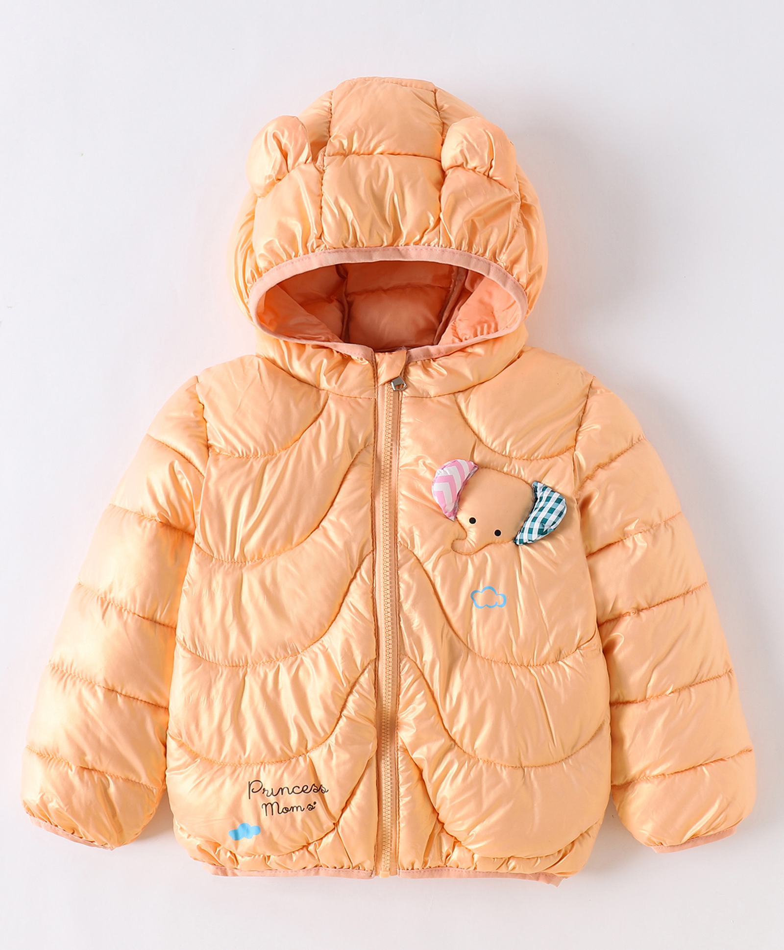 Kookie Kids Full Sleeves Jacket With Elephant Applique - Peach-image-37