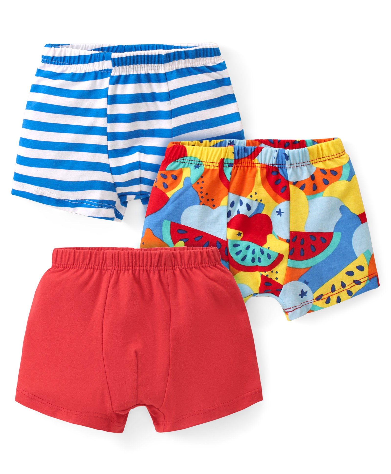 Babyhug 100% Cotton Trunk with Stripes & Tropical Print Pack Of 3 - Multicolor-picture-17