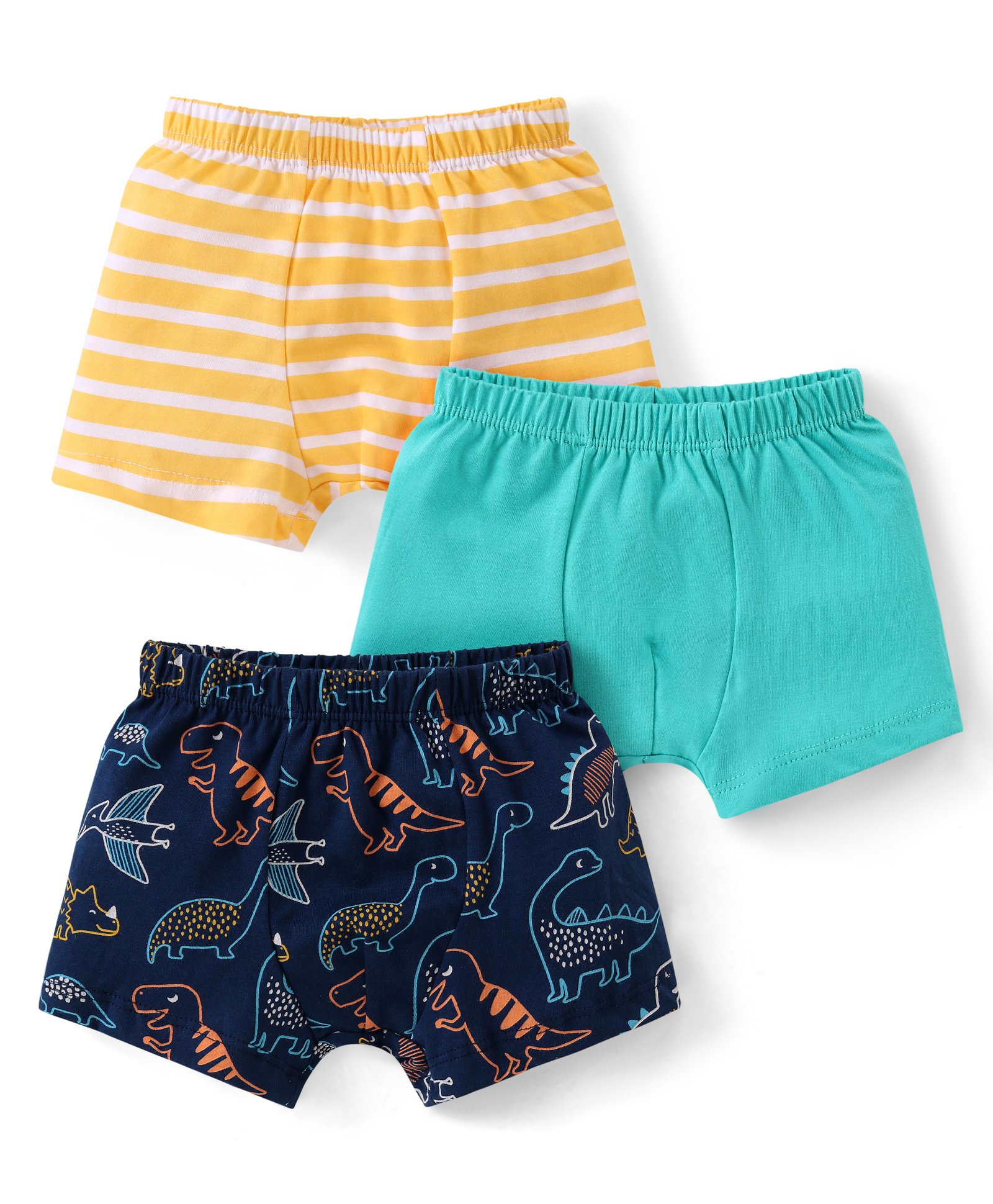 Babyhug 100% Cotton Knit Striped Trunks with Dino Print Pack of 3 - Multicolour-image-16