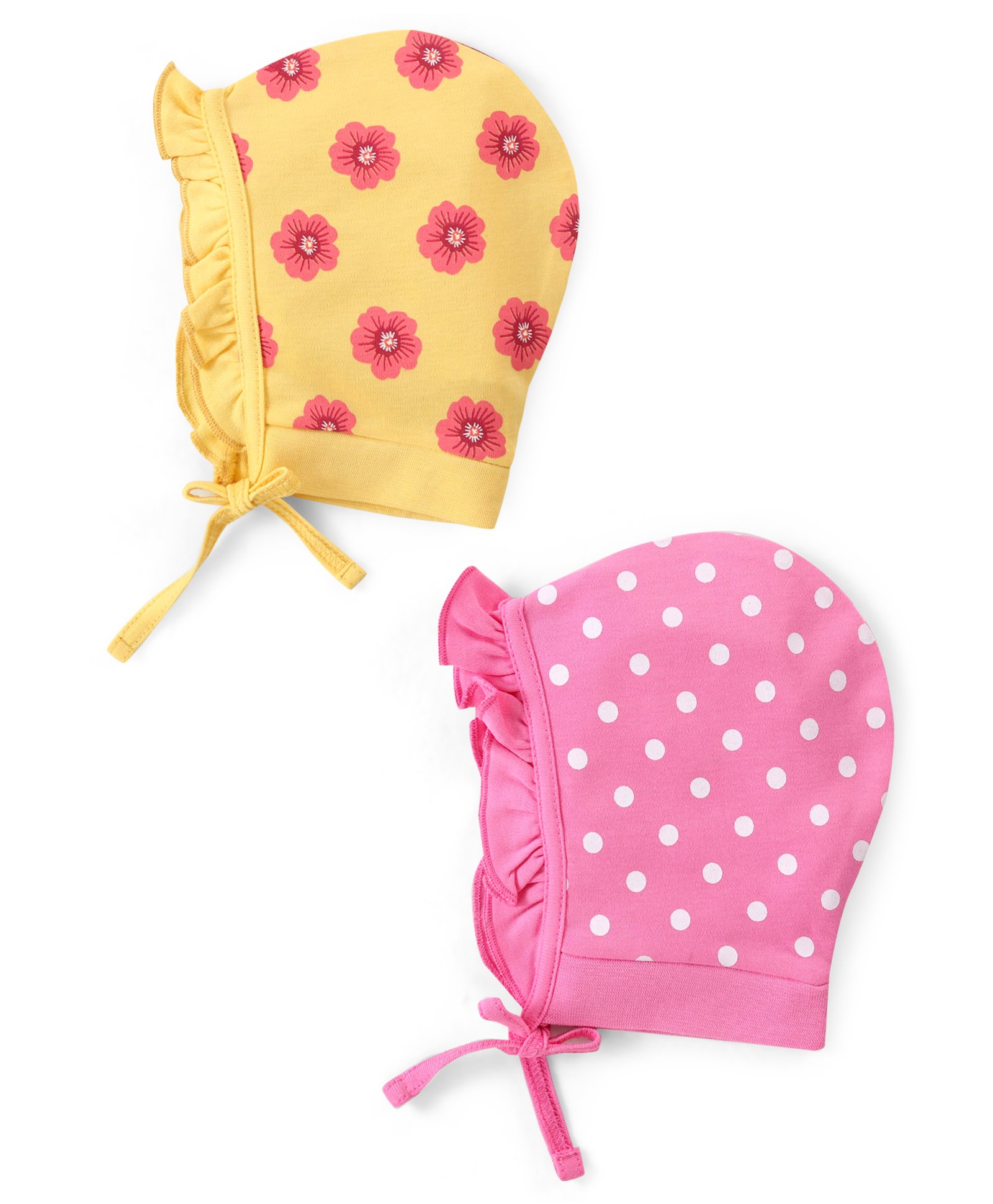 Babyhug 100% Cotton Cap with Floral Print Pack of 2 - Multicolor-picture-11