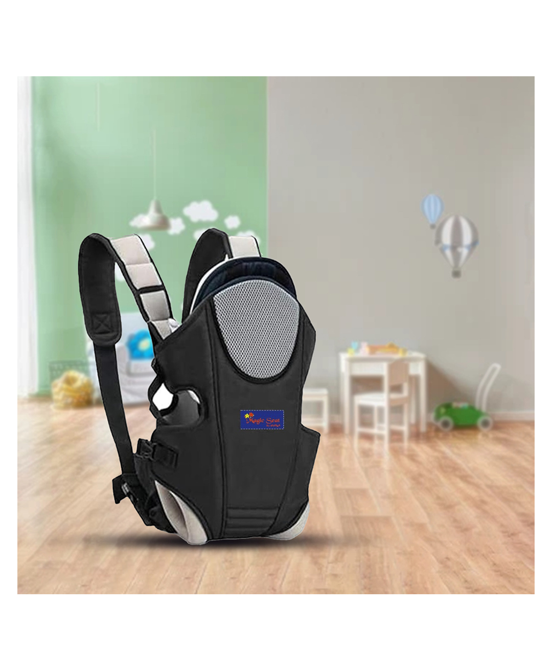 Magic Seat Baby 3 in 1 Carrier Bag with Adjustable Buckle Strap - (Black-Gray)-image-5