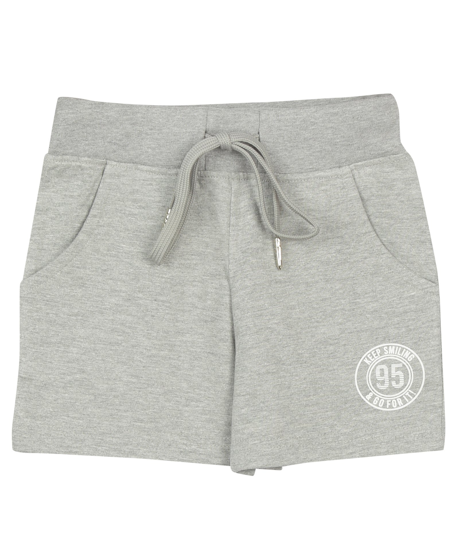 Tiny Girl Placement Keep Smiling & Go For It Text Printed Shorts - Grey-picture-10