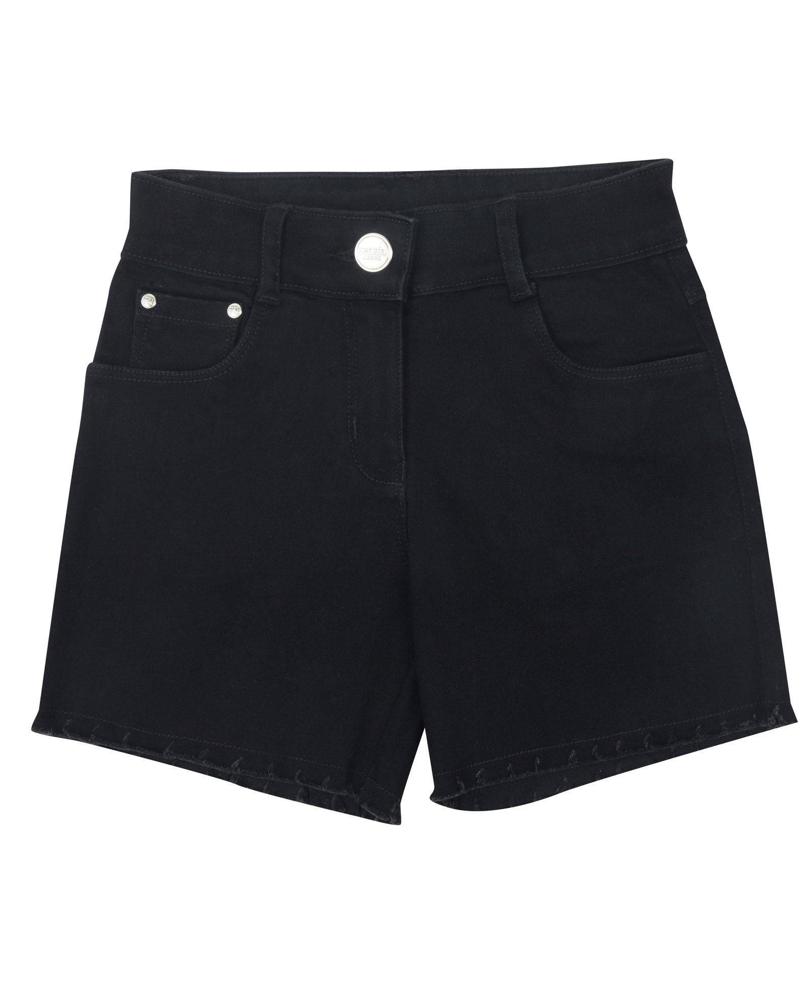 Tiny Girl Cotton Solid Denim Shorts - Black-picture-27
