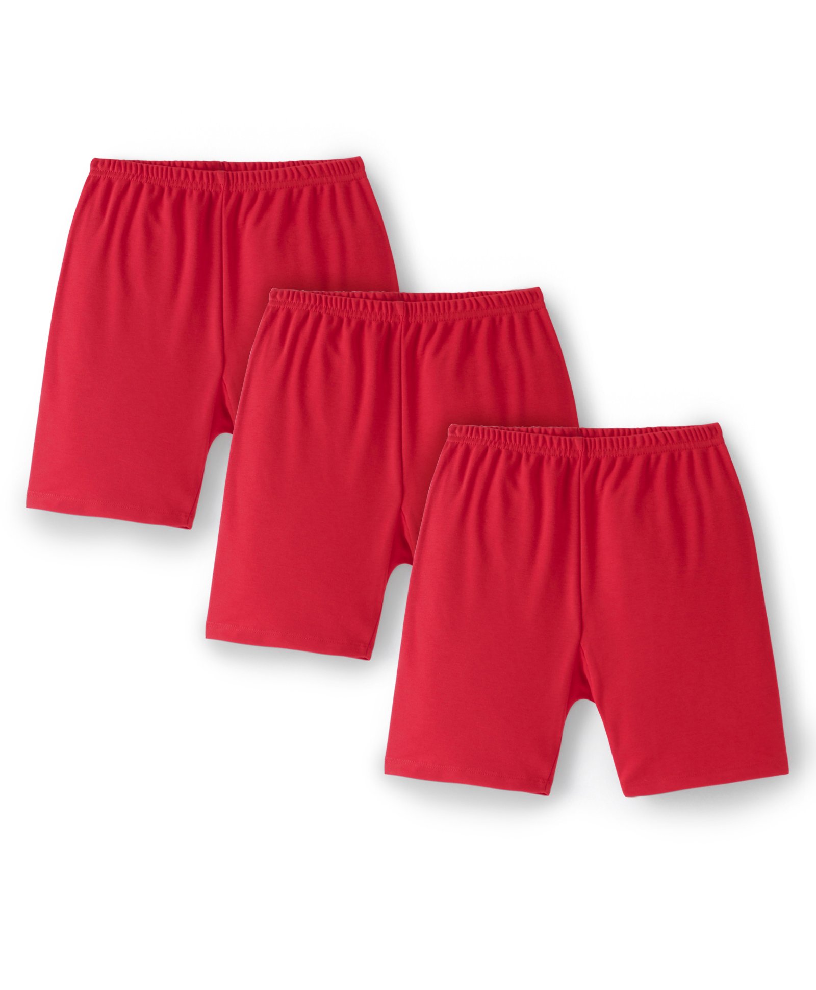 Red Rose Cotton Knit Knee Length Solid Shorts Pack of 3 - Red-picture-20