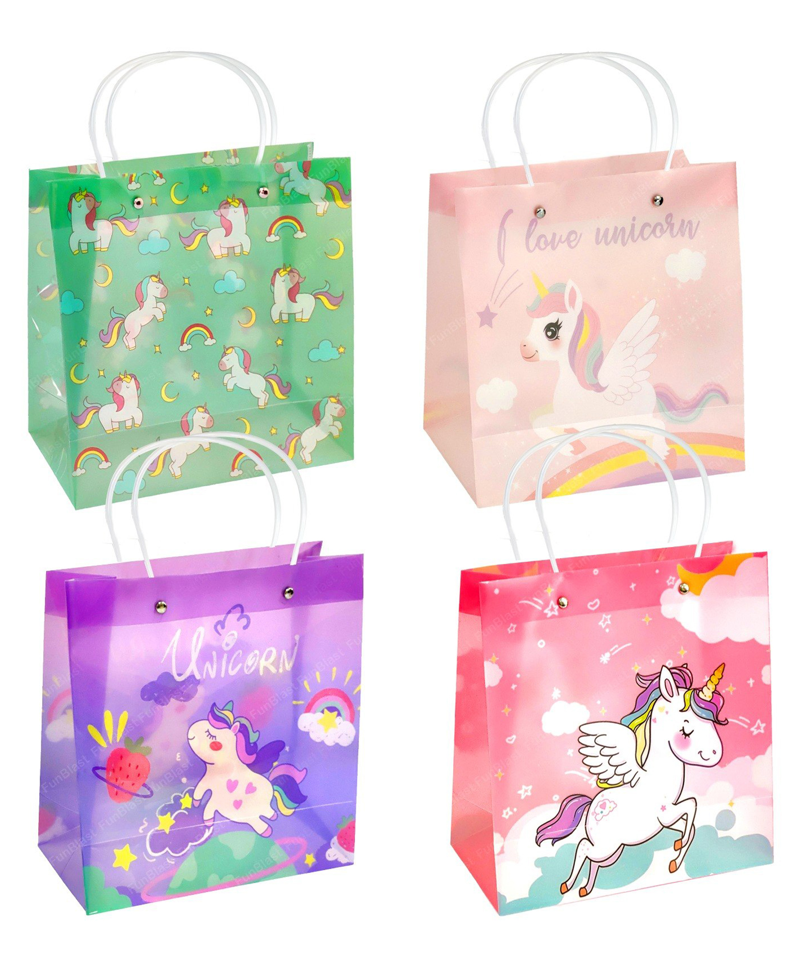 FunBlast Unicorn Theme PVC Hand Bags with Handle for Gifting Pack of 4  Multicolor-picture-38