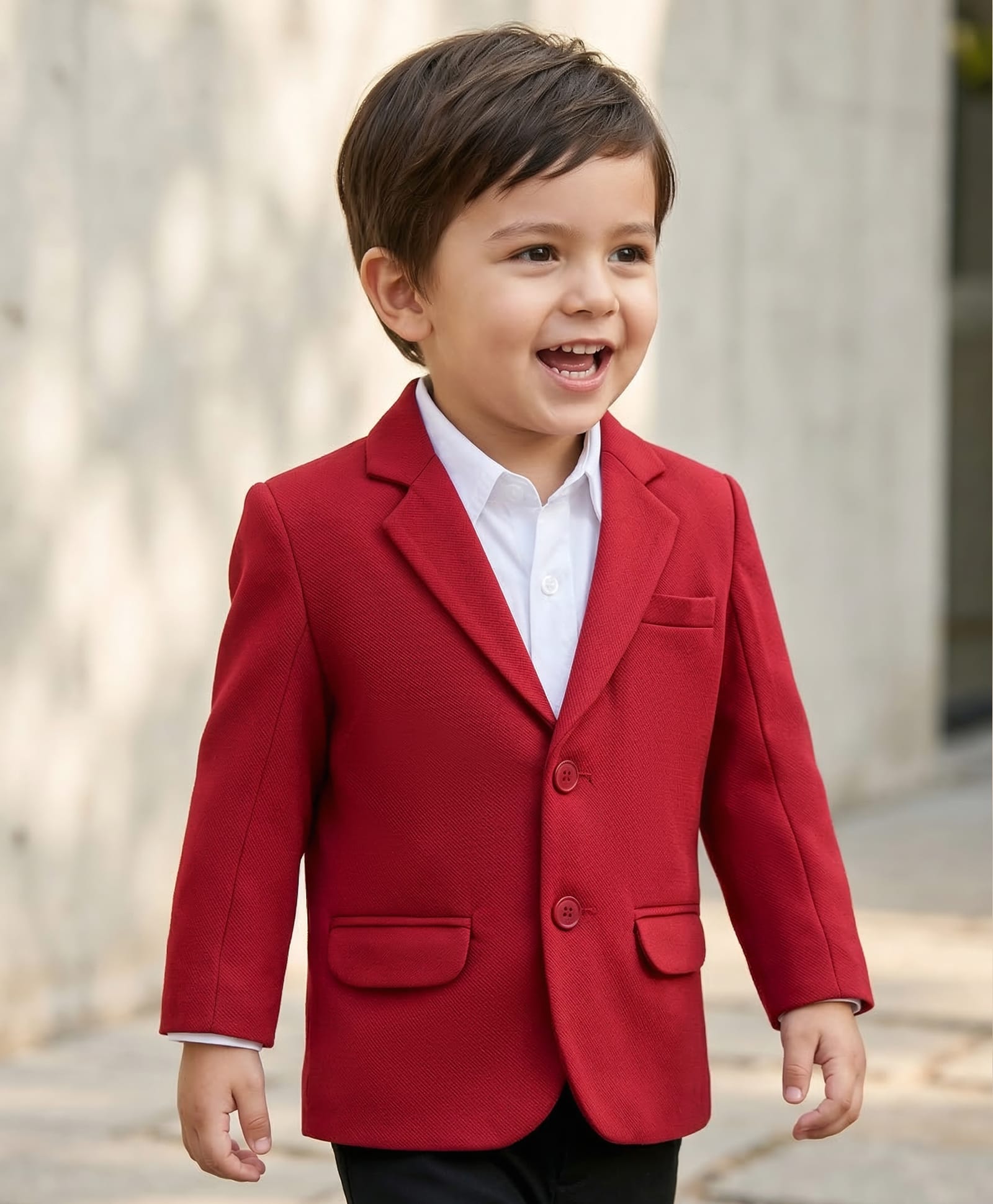 Babyhug Woven FullSleeves Solid Colour Blazer - Maroon-image-29