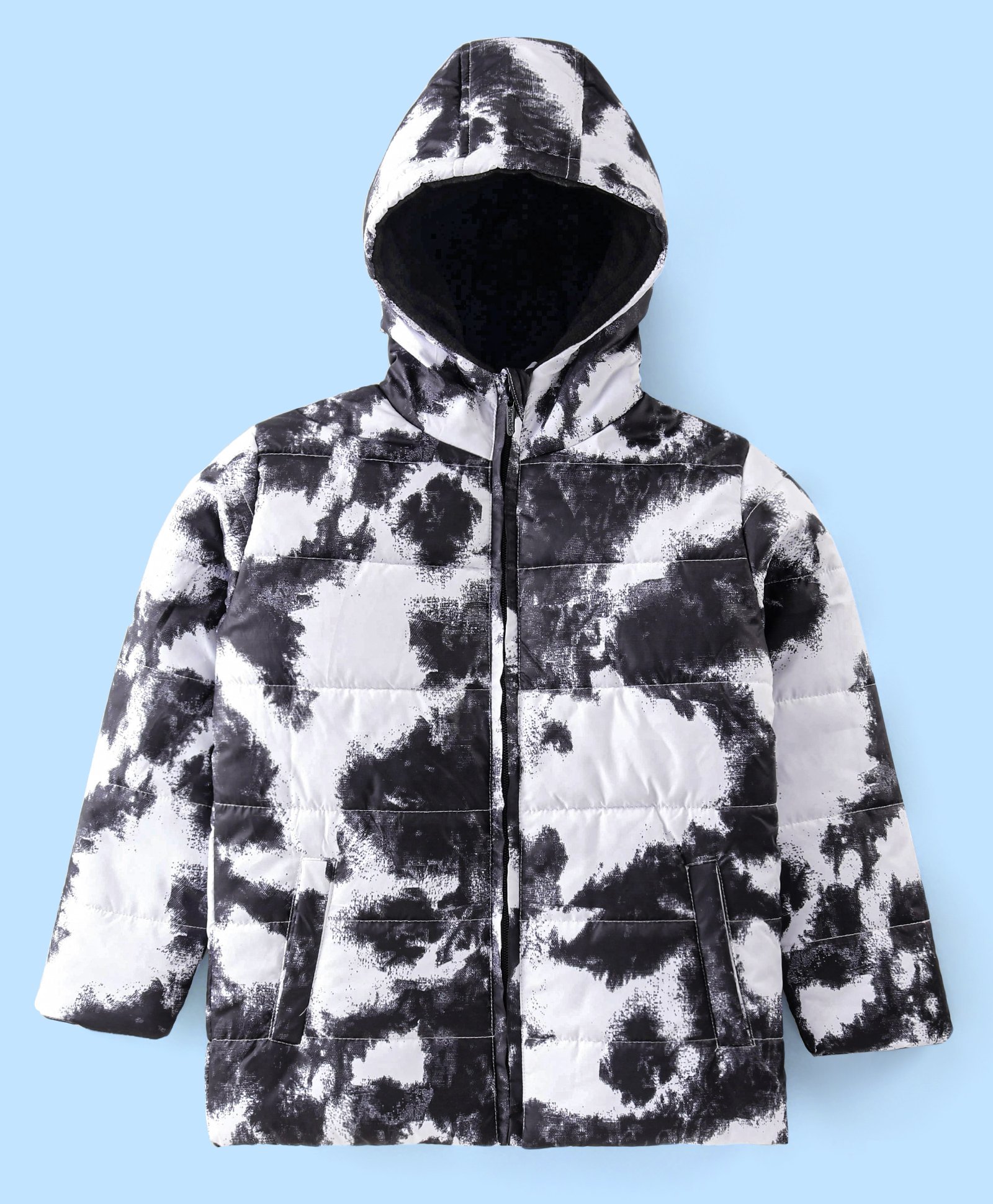Pine Kids Woven Full Sleeves Front Open Padded Hooded Jacket with Abstract Print - Multicolour-picture-27