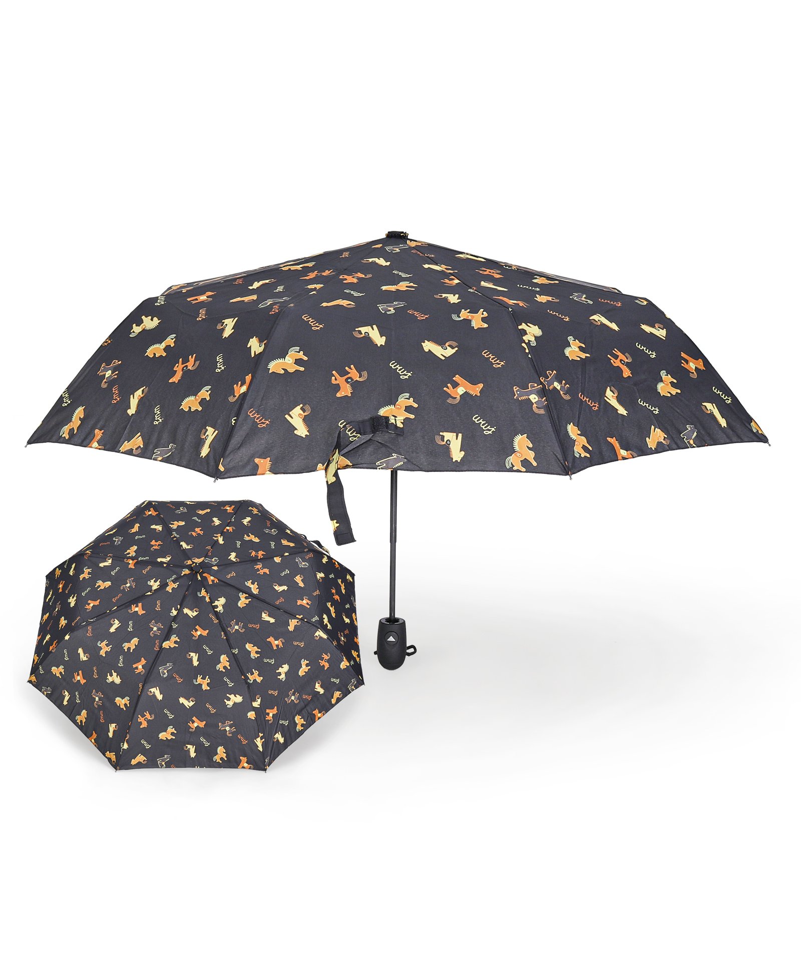 fab n funky Free-size Umbrella With Dog Print - Black-picture-19