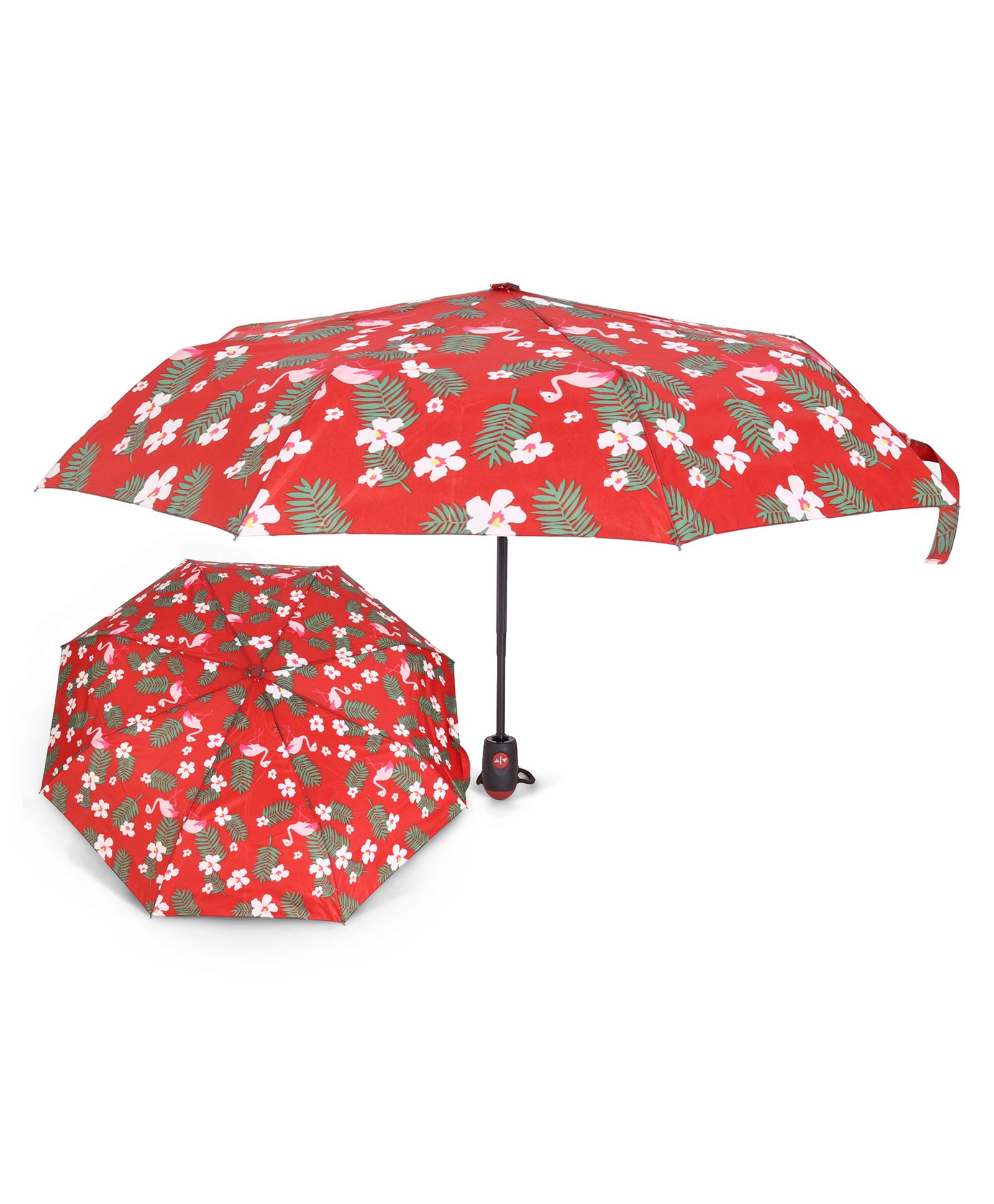Free-size Umbrella With Floral Print - Red
