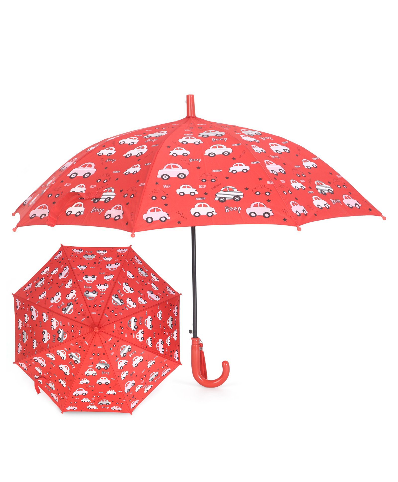 Free-size Umbrella With Bear Print - Red