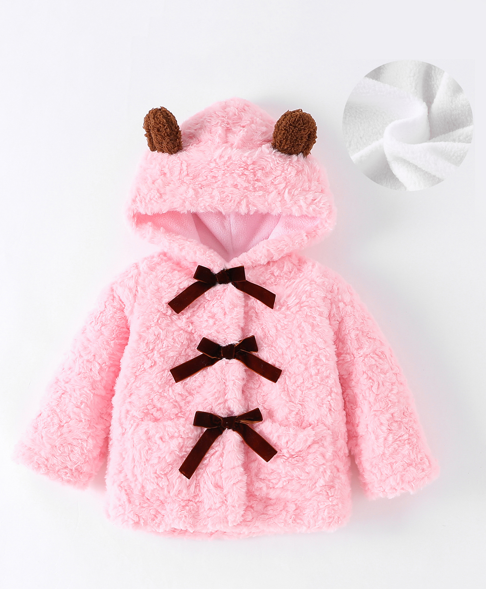 Kookie Kids Full Sleeves Jacket With Bow Applique - Pink-image-34