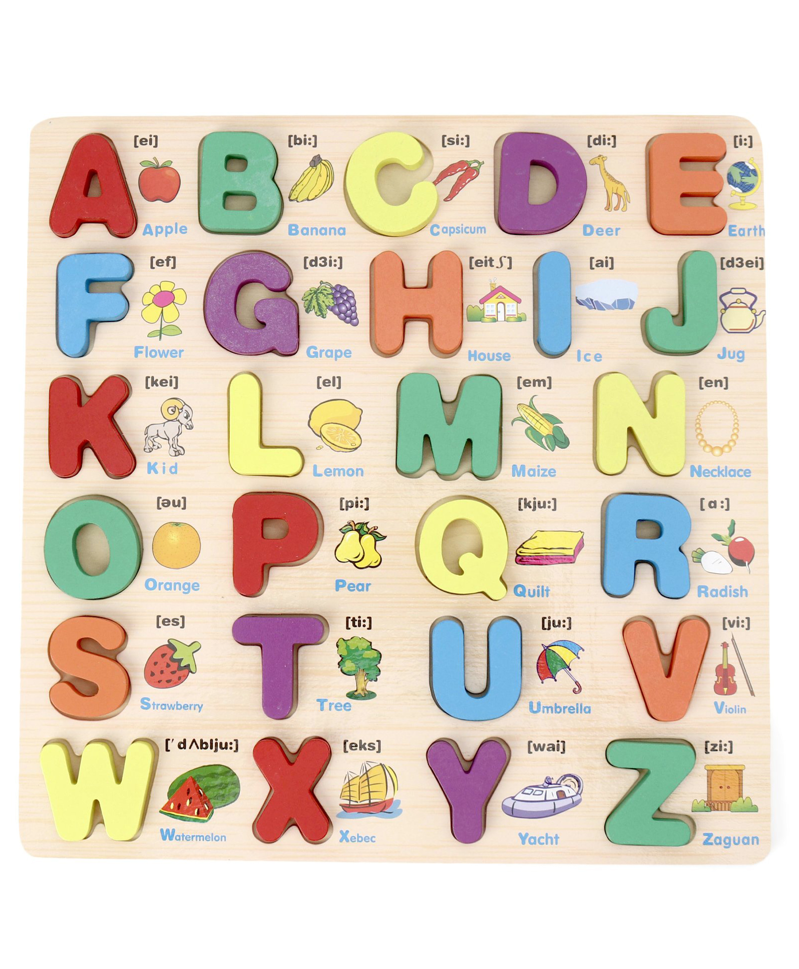WudnKrafts Montessori Wooden Alphabet Letters with Words and Pictures  Board - 3D Wooden Educational Learning Toy for Kids, Toddlers and Preschoolers 27 Pieces-image-39