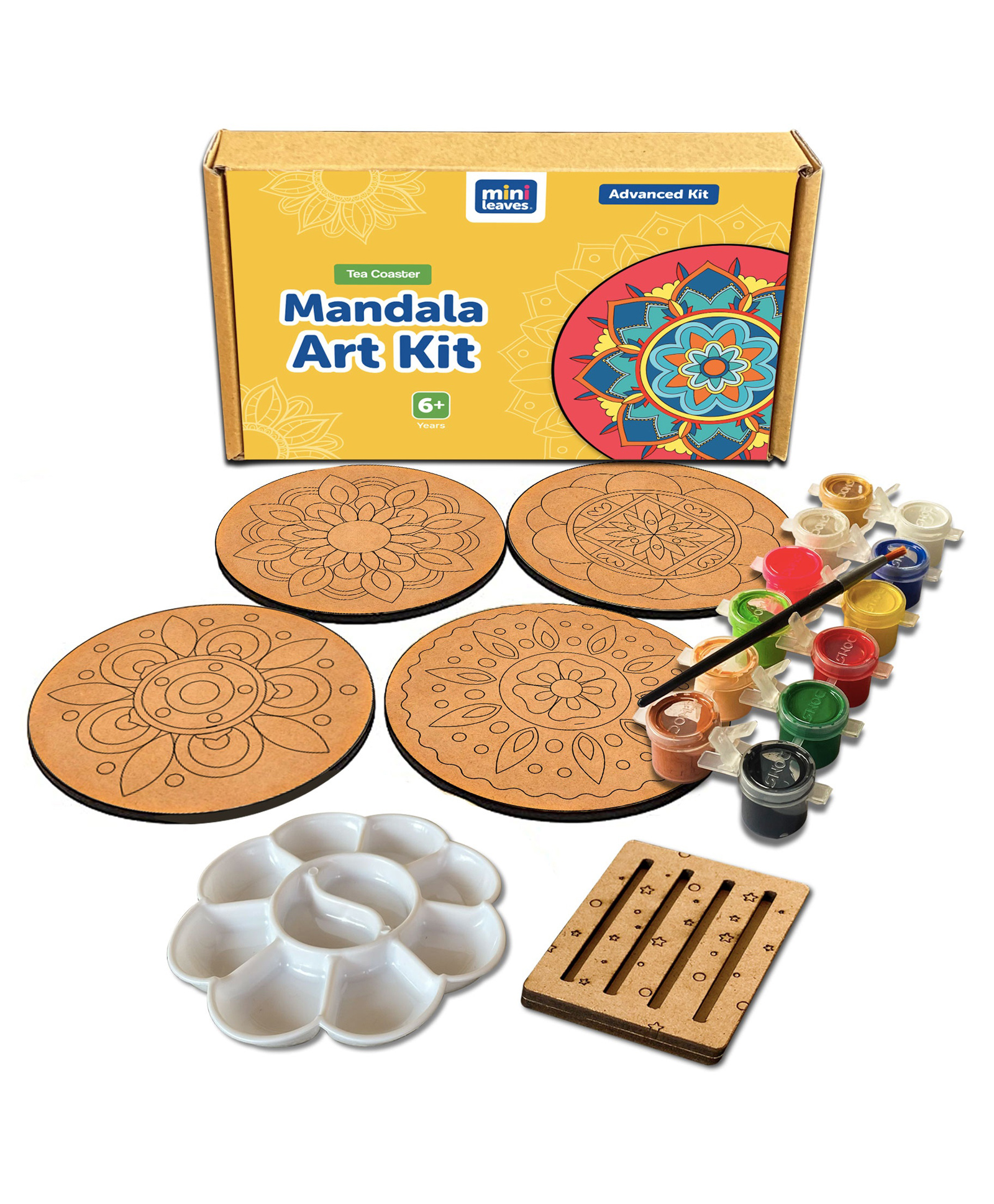 Mini Leaves Diwali Rangoli Kit Mandala Art and Craft Advanced Kit Set of 4-image-23