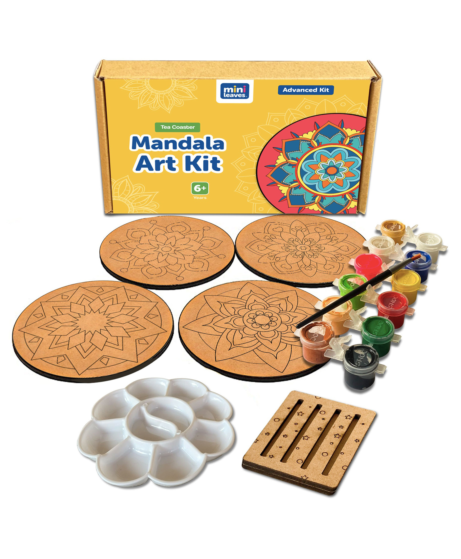 Mini Leaves Rangoli Mandala DIY Art Kit Advanced Level Set of 4-image-44