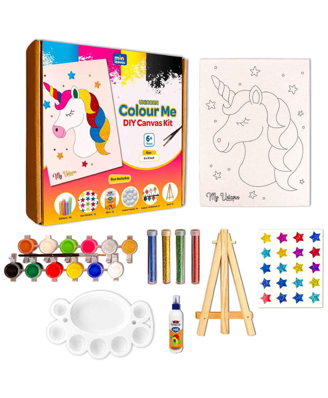 minileaves Mini Leaves Colour Me Unicorn DIY Canvas Art Kit 8 x 6 Inch-picture-42