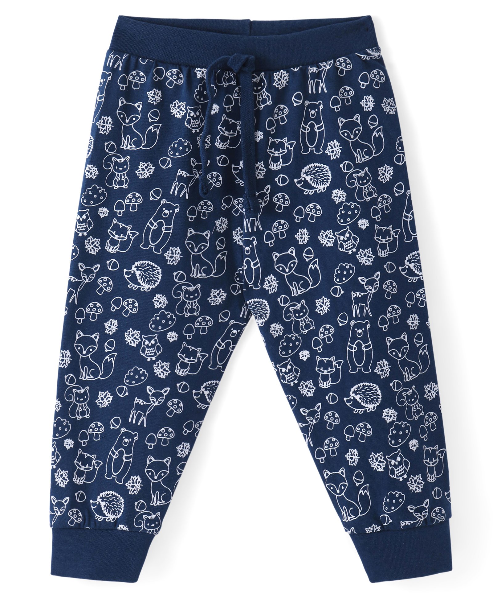 Babyhug Cotton Knit Lounge Full Length Lounge Pant Animal Print - Navy Blue-image-25