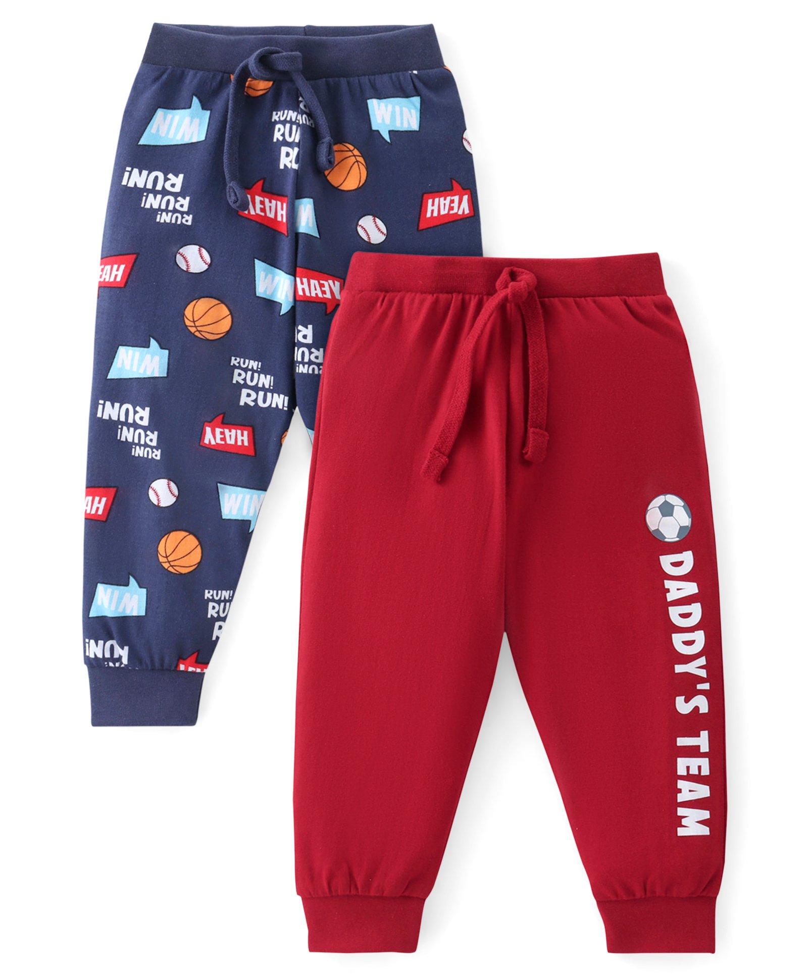 Babyhug Cotton Knit Full Length Lounge Pants With Sports Print - Multicolor-picture-25