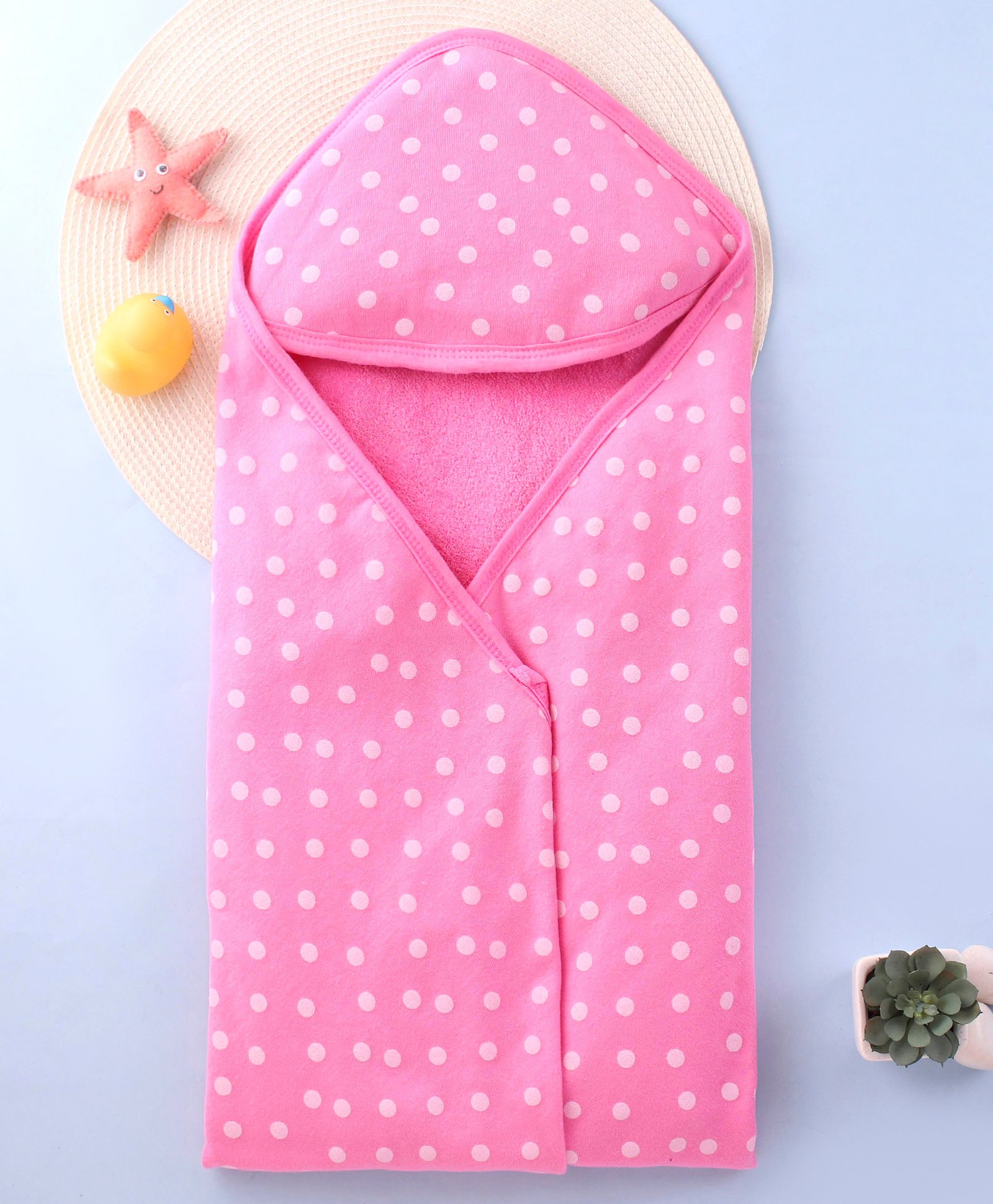 Babyhug Double Ply  Terry Hooded Towel L 30 x B 30 cm - Pink-image-43
