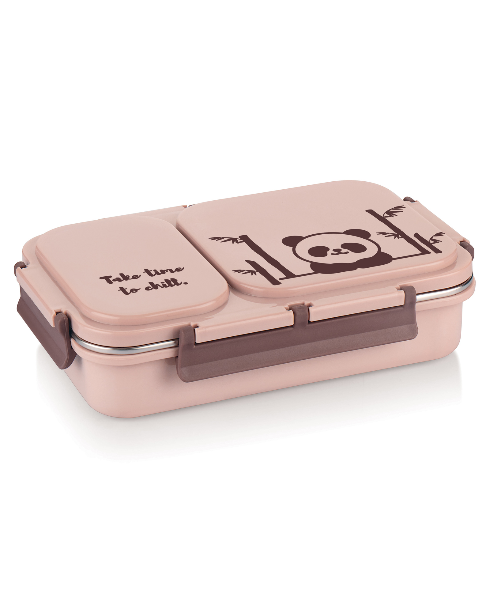 Attro Legacy Panda Print Insulated Lunch Box with Two Compartment Peach- 600 ml-image-9
