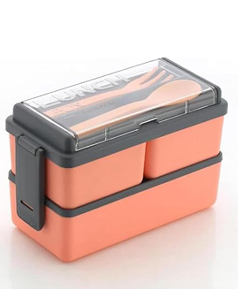 Attro Double Decker Plastic Lunch Box Peach- 750 ml-picture-37