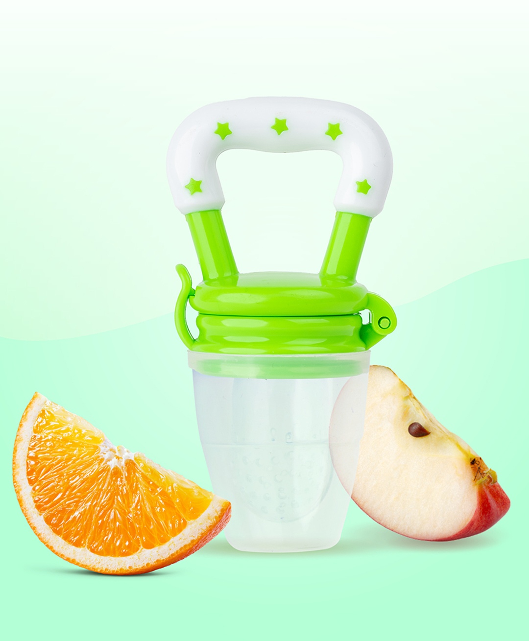 Mylo Baby Feels Natural Ultra Soft Fruit & Food Nibbler- Green | Convenient to Introduce Fruits & Veggies to Baby | Ultra-soft Silicone Mesh for Easy Chewing | Easy One Snap Filling | Helps Relieve Teething Discomfort-picture-21