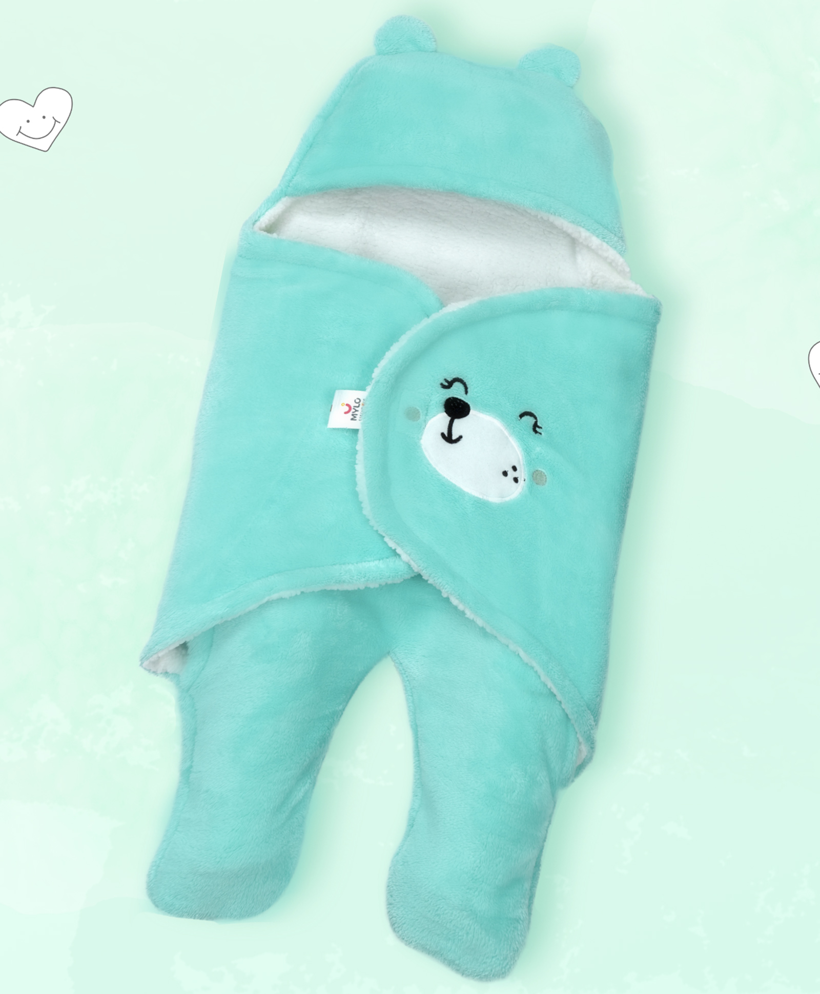 Mylo Baby Wrapper for New Born | Baby Swaddling Wrapper | 4-in-1 All Season AC Blanket cum Sleeping Bag for Baby  - Mint Green-image-27