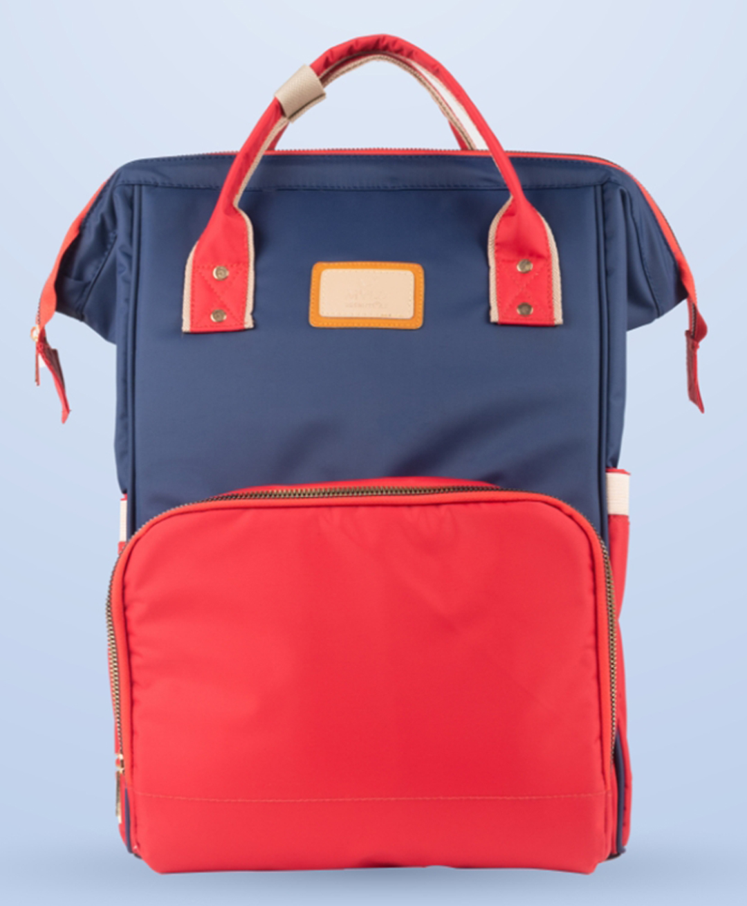 Mylo Baby Diaper Bag With Dry/Wet Pockets | Multifunctional 12 Pocket Stylish Diaper Bag Backpack | Water-Resistant | Free Diaper Pouch - Navy & Red-image-46