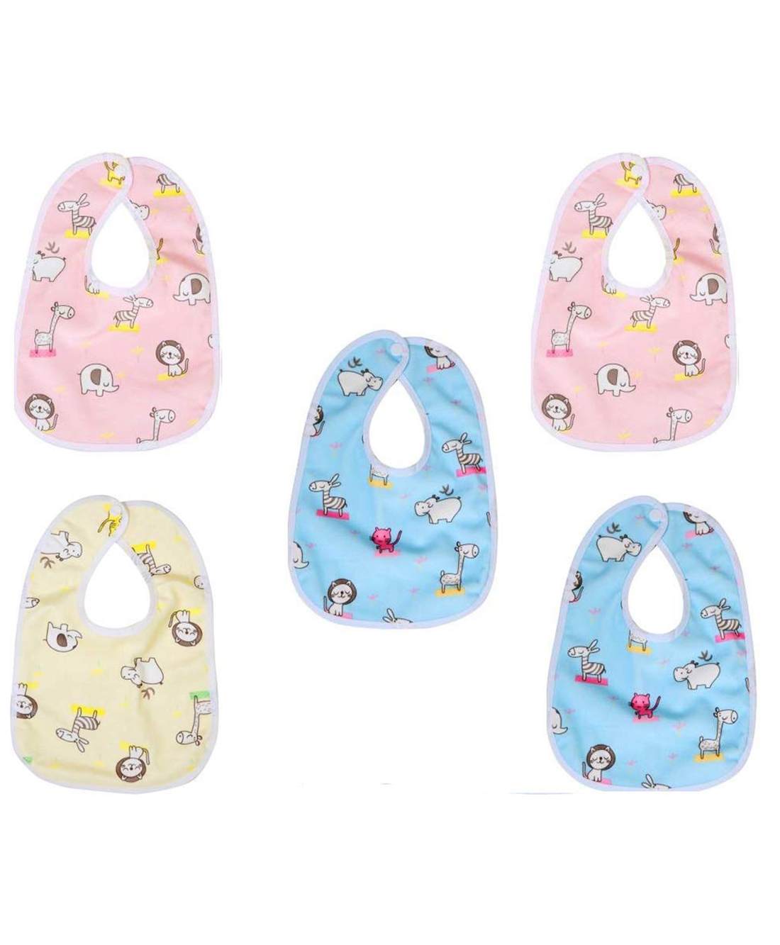 Chinmay Kids Bib for Infants Daily Use Super Soft Cotton Fast-Dry Printed Bibs Pack Of 5 (Yellow-Pink-Blue)-image-15