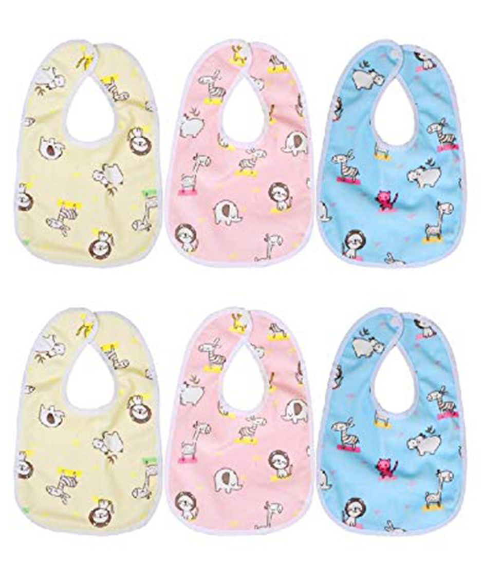 Chinmay Kids ® Bib for Infants Daily Use Super Soft Cotton Fast-Dry Printed Bibs Pack Of 6 (Yellow-Pink-Blue)-image-21