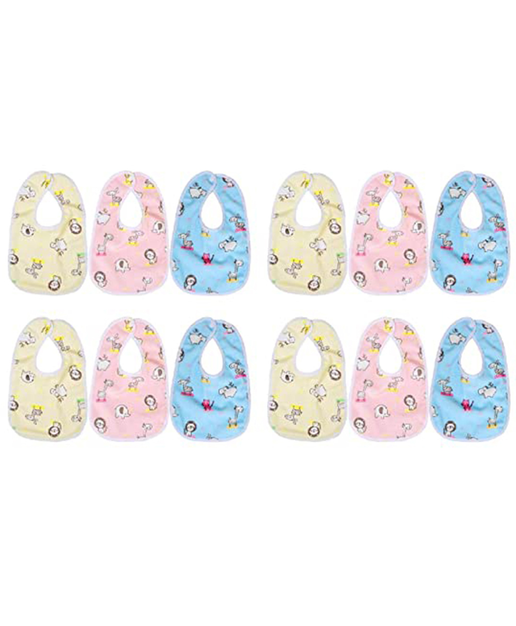 Chinmay Kids ® Bib for Infants Daily Use Super Soft Cotton Fast-Dry Printed Bibs Pack Of 12 (Yellow-Pink-Blue)-image-20