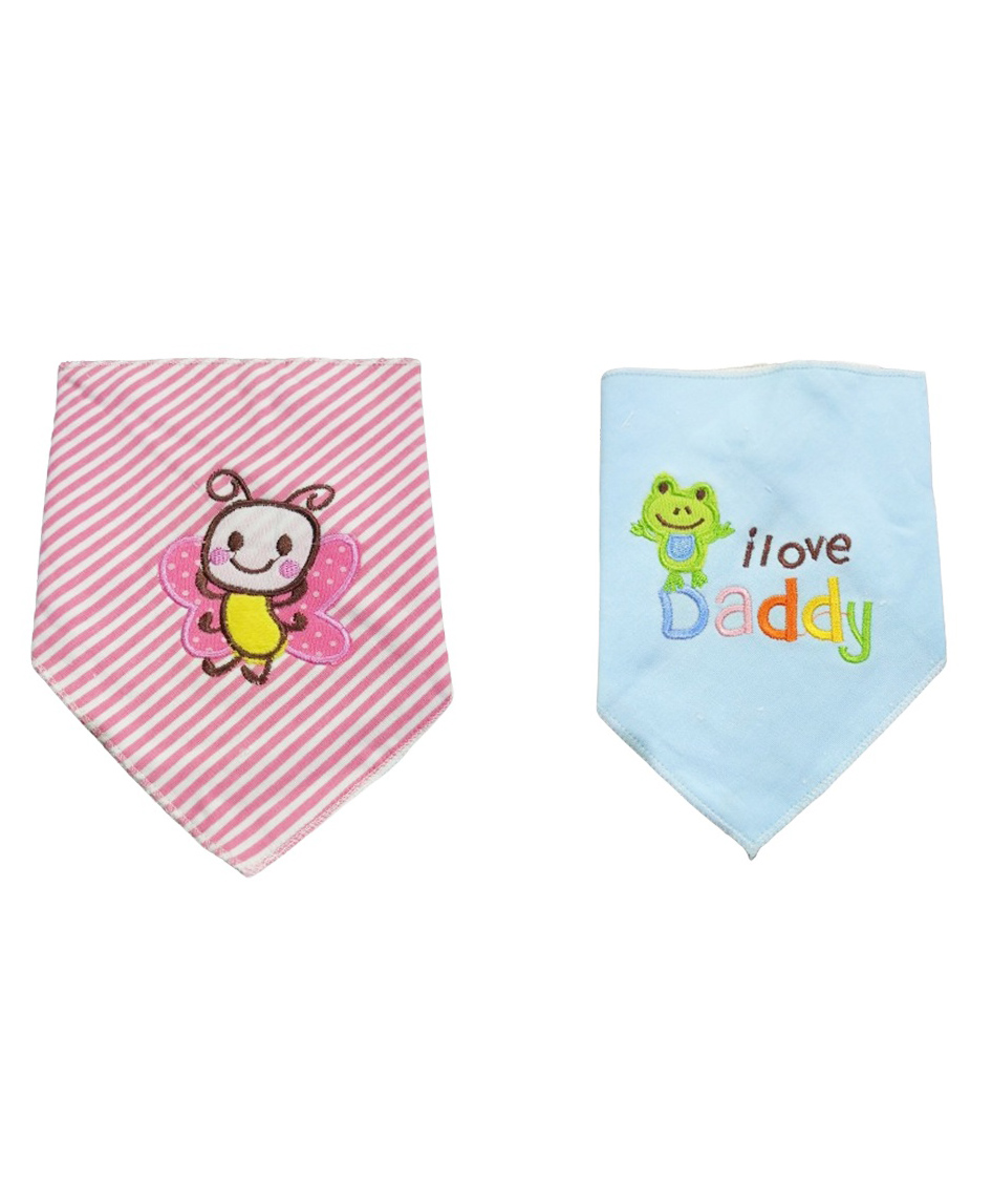 Chinmay Kids Reusable Baby Bibs Two Layered Cute Prints Edges Assorted Color Pack of 2  (Light Pink-Sky Blue)-image-41