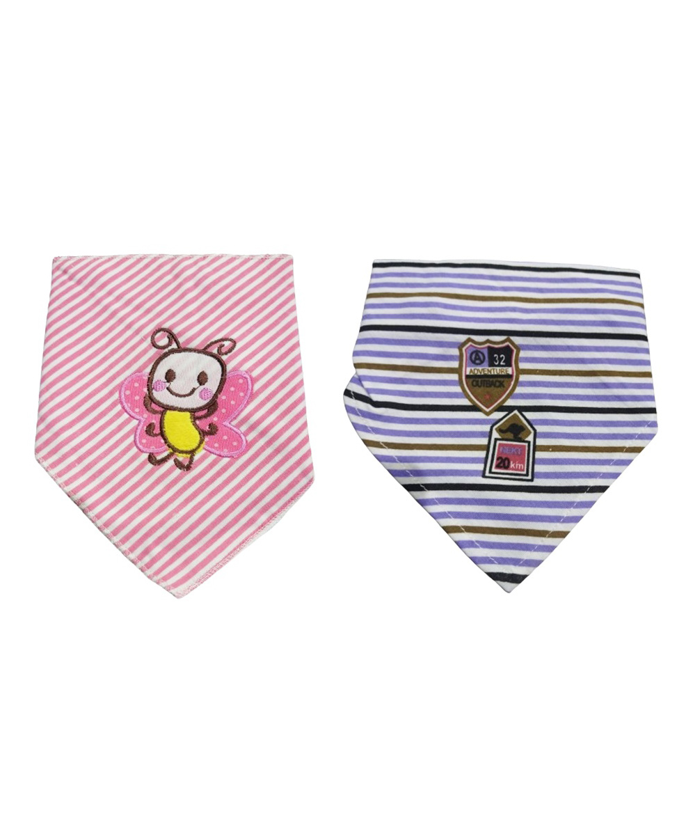 Chinmay Kids Reusable Baby Bibs Two Layered Cute Prints Edges Assorted Color Pack of 2  (Light Pink-Blue)-image-40