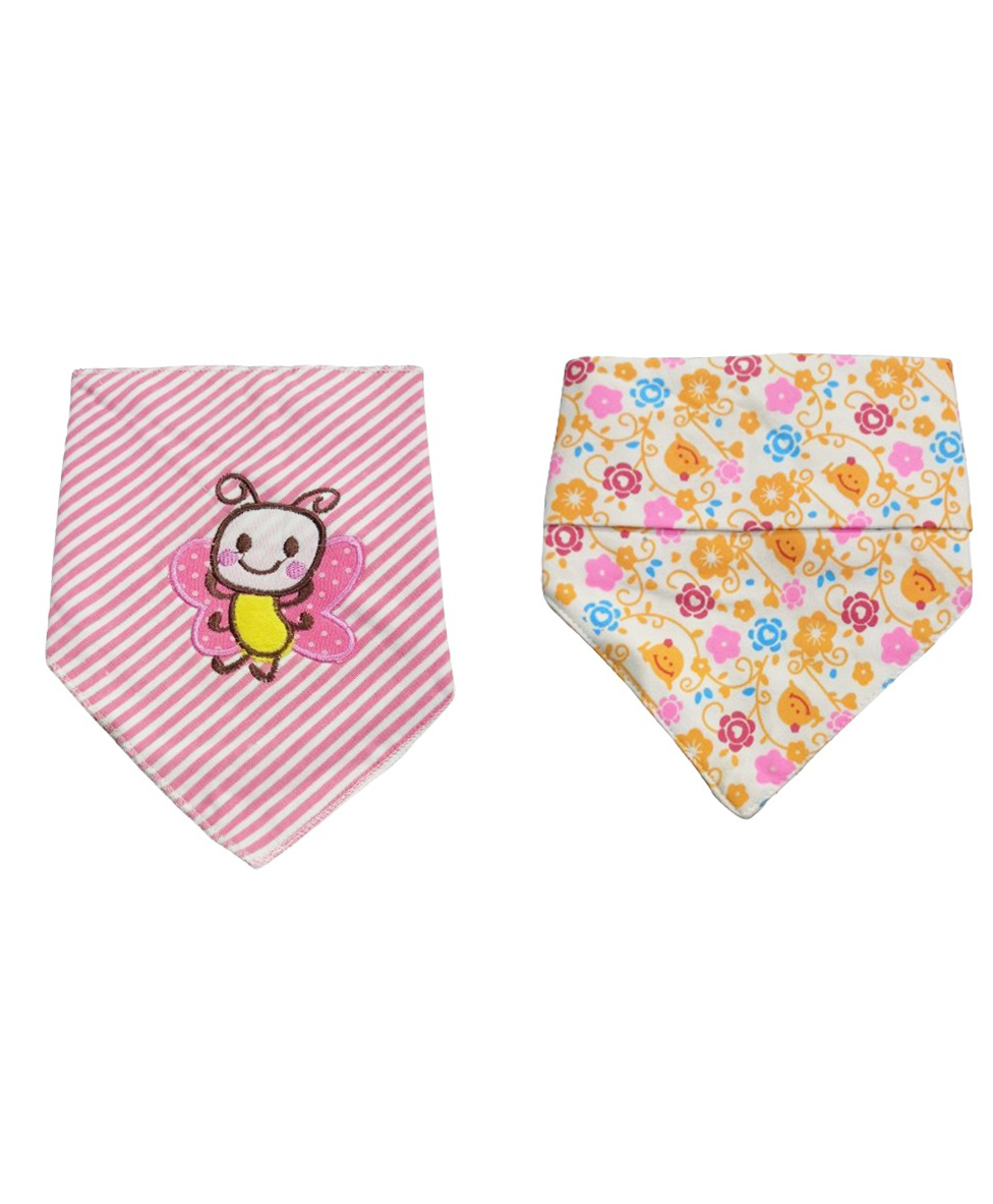 Chinmay Kids Reusable Baby Bibs Two Layered Cute Prints Edges Assorted Color Pack of 2  (Light Pink-Orange)-image-32