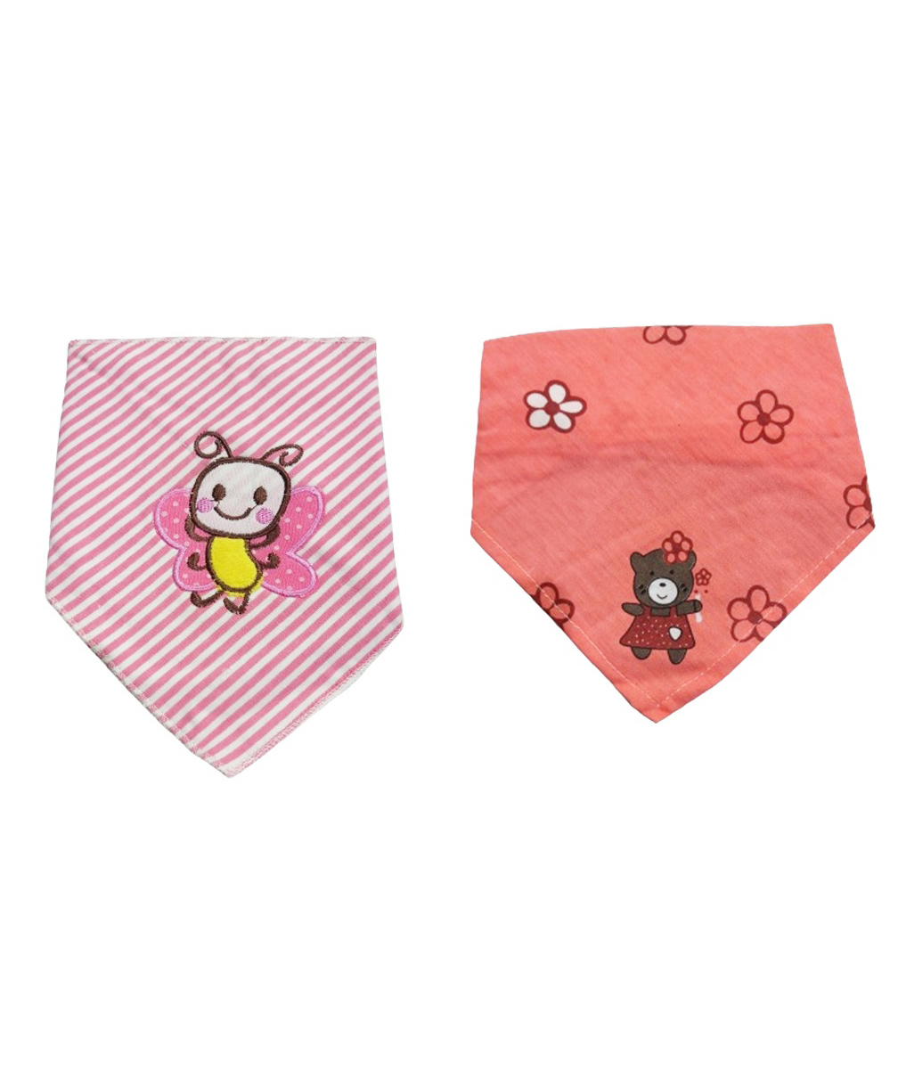 Chinmay Kids Reusable Baby Bibs Two Layered Cute Prints Edges Assorted Color Pack of 2  (Green-Pink)-image-37