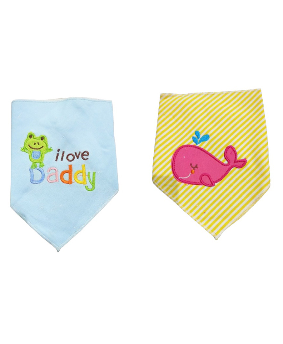 Chinmay Kids Reusable Baby Bibs Two Layered Cute Prints Edges Assorted Color Pack of 2  (Sky Blue-Yellow)-image-49