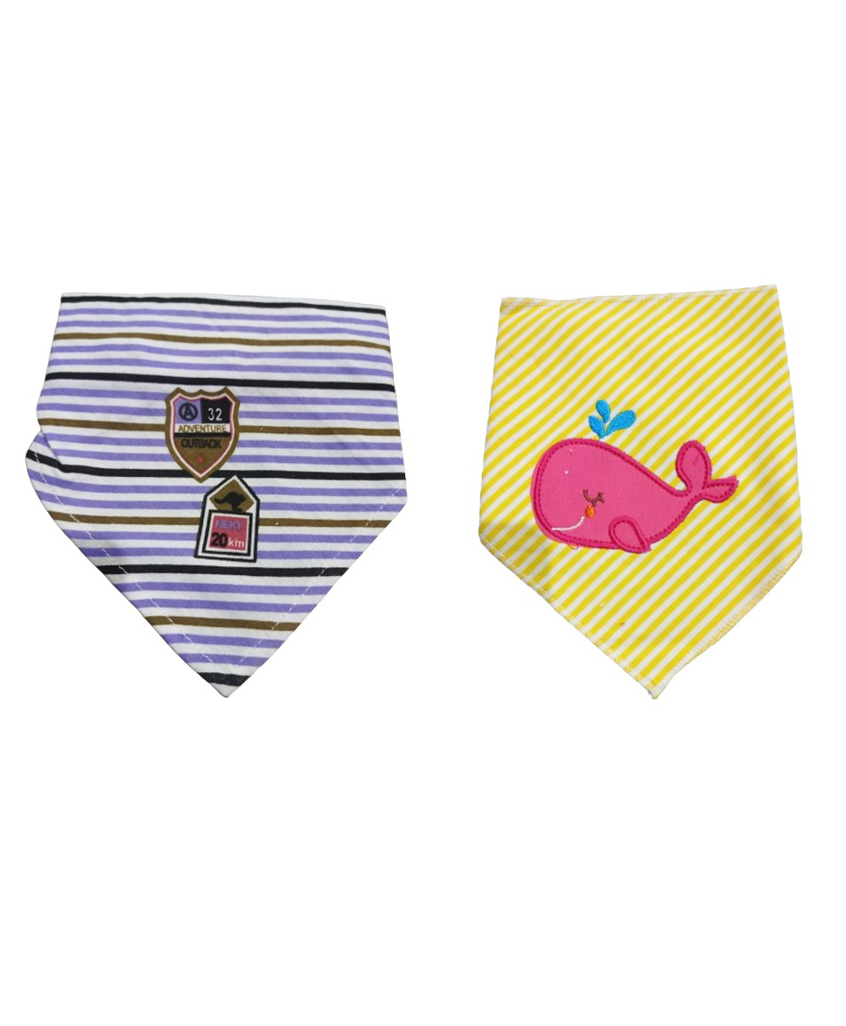 Chinmay Kids Reusable Baby Bibs Two Layered Cute Prints Edges Assorted Color Pack of 2  (Blue-Yellow)-image-35