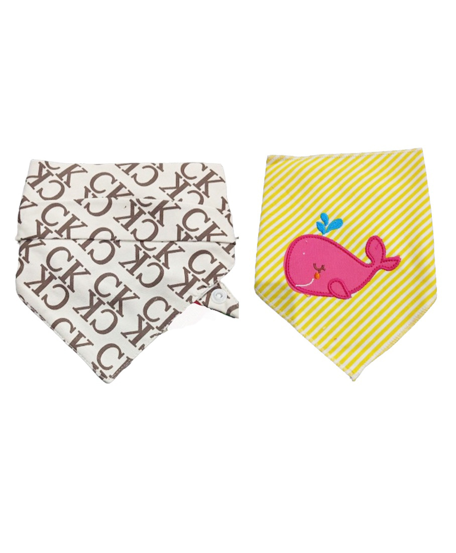 Chinmay Kids Reusable Baby Bibs Two Layered Cute Prints Edges Assorted Color Pack of 2  (White-Yellow)-picture-11