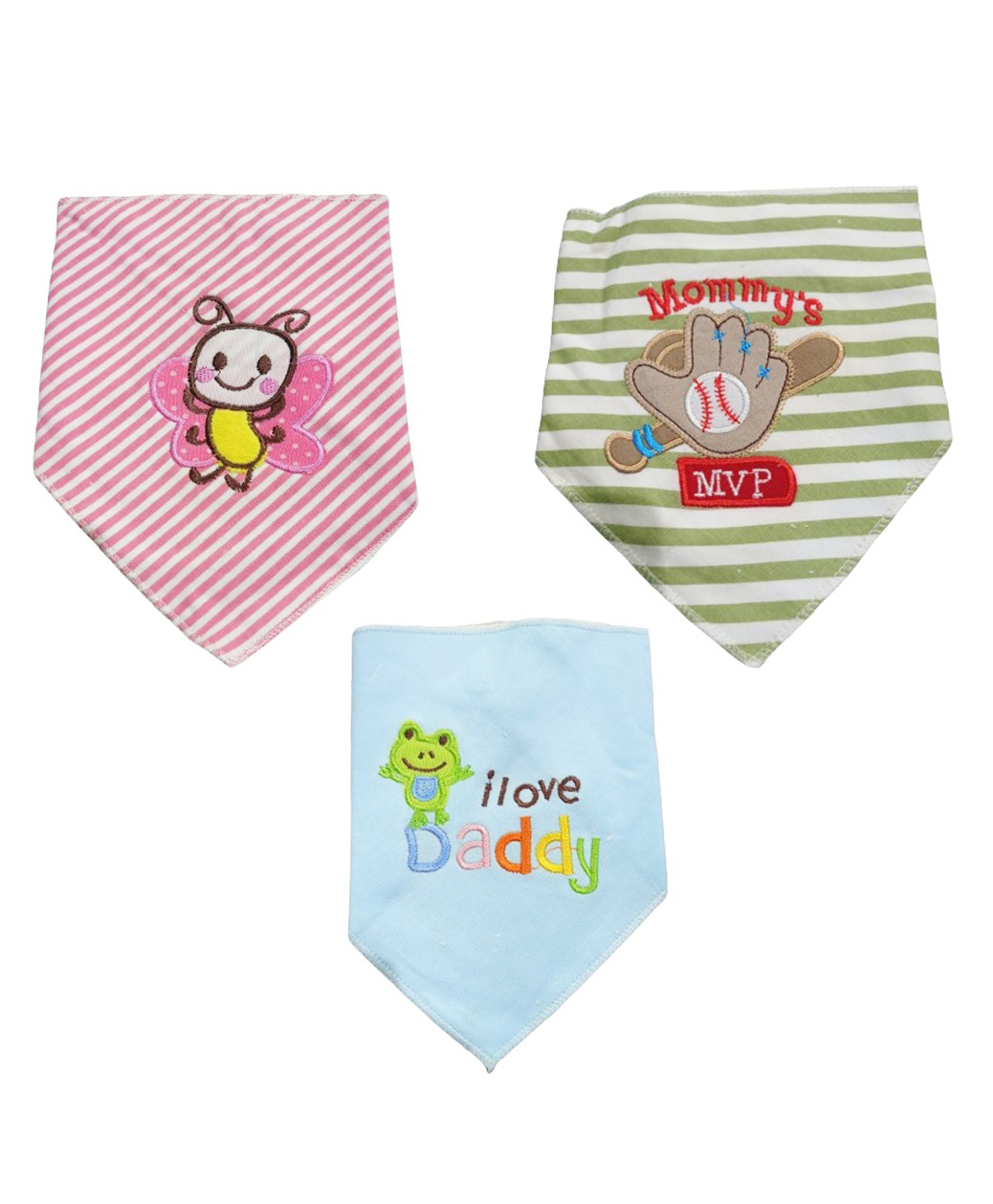 Chinmay Kids Reusable Baby Bibs Two Layered Cute Prints Edges Assorted Color Pack of 3 - Pink-Green-Sky Blue-image-33
