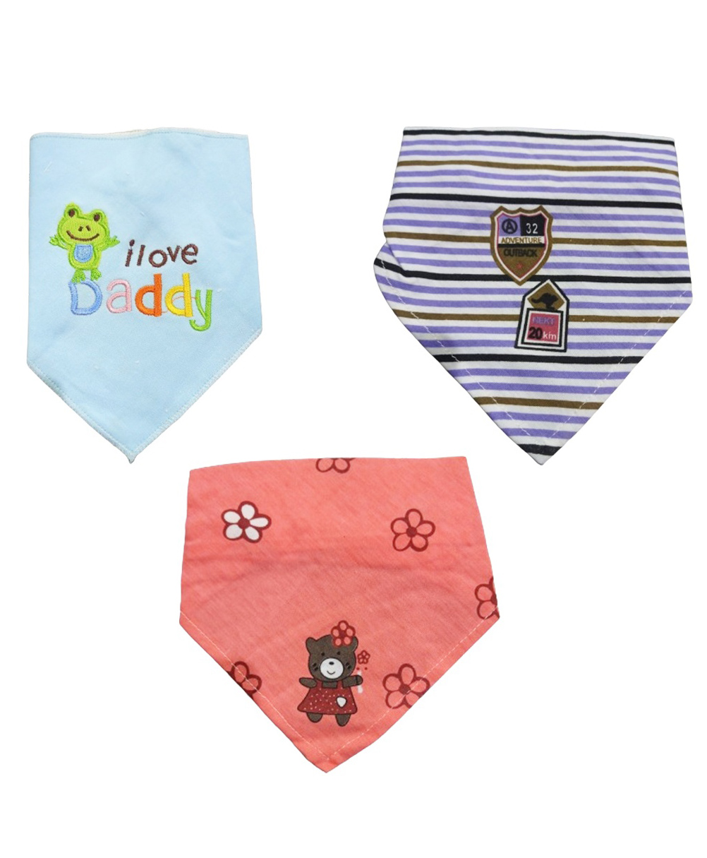 Chinmay Kids Reusable Baby Bibs Two Layered Cute Prints Edges Assorted Color Pack of 2 - Sky Blue-Blue-Pink-image-31