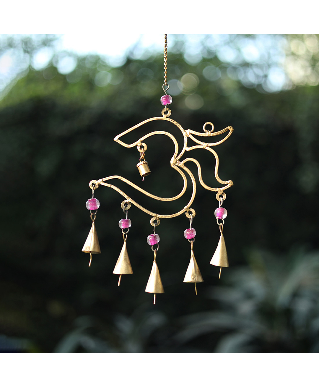 Duli Metal Wall Hanging Om Windchime with  Hanging Bells-picture-47