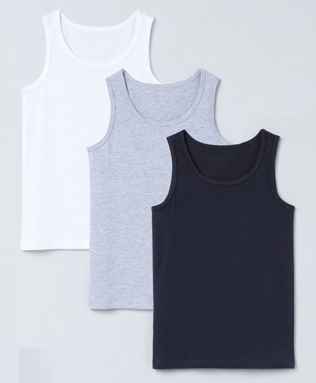 Charm n Cherish Pack Of 3 Sleeveless Solid Vests - White Grey & Black-picture-27