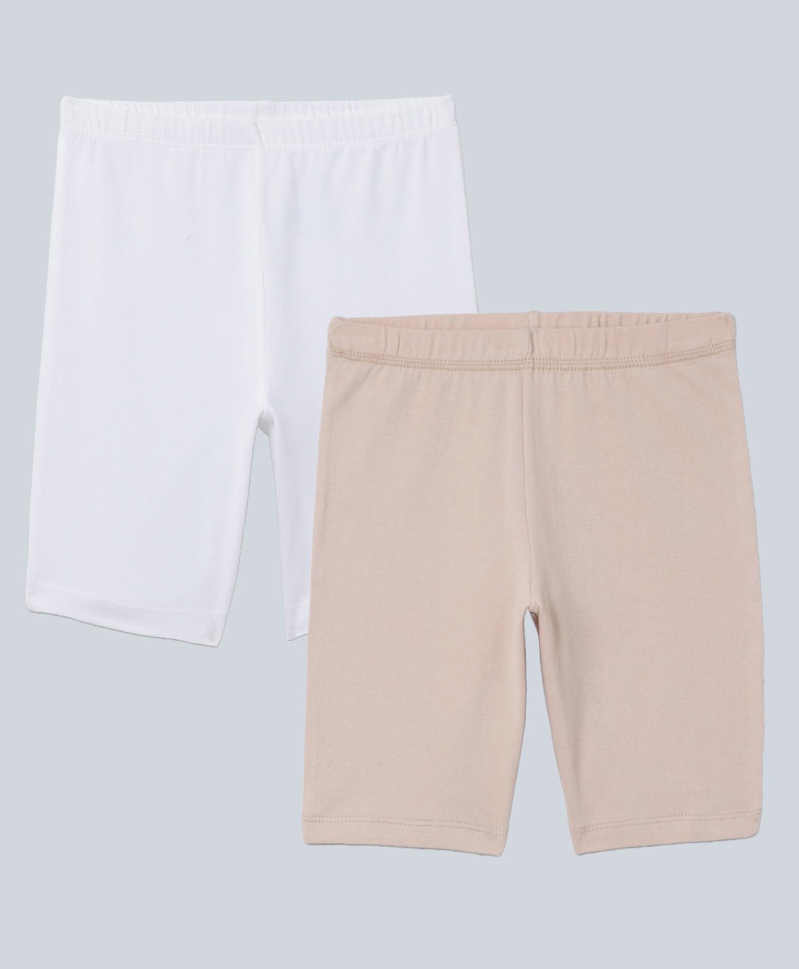 Charm n Cherish Pack Of 2 Solid Solid Shorts - White & Beige-picture-13
