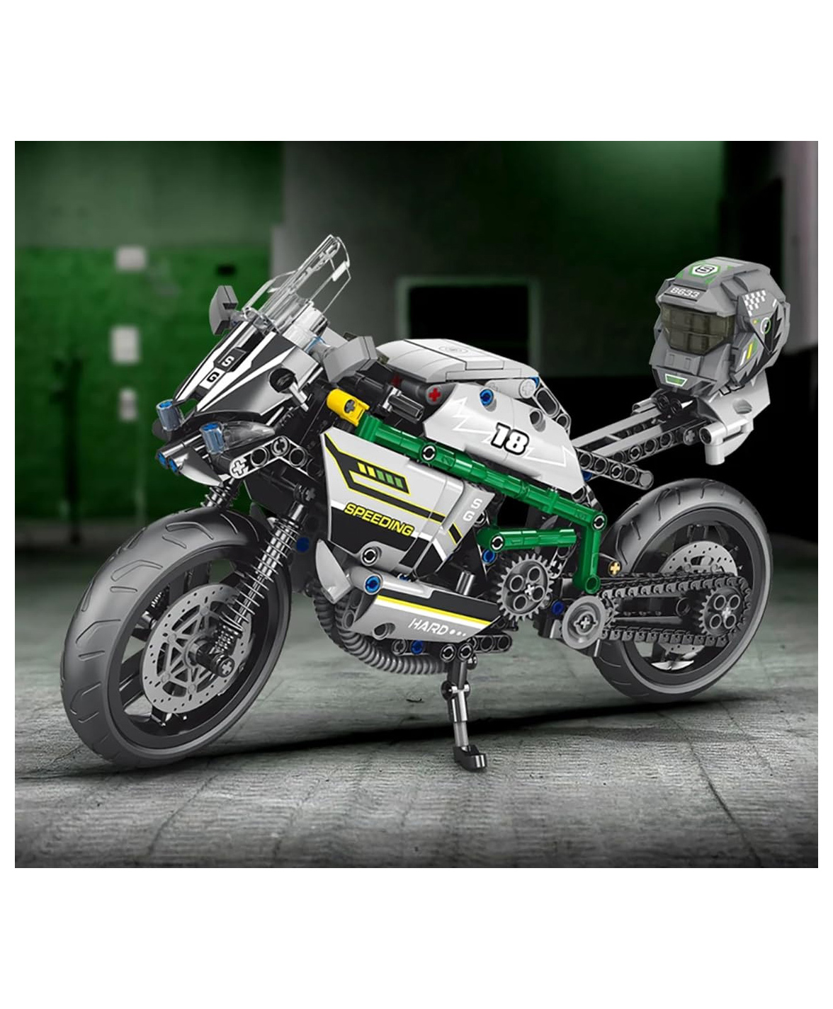 AKN TOYS DIY Compatible Grey Hot Racing Sports Bike Building Blocks for Kids - COLOR MAY VARY 593 Pieces-picture-11