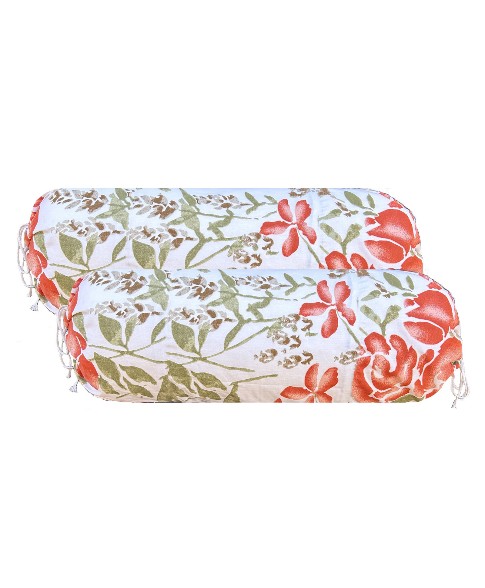 Trance Home Linen Premium 100% Cotton Bolster Covers - Set of 2 Huvu Red-image-17